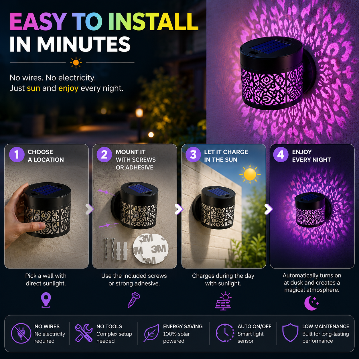 Premium Solar Projection Wall Light